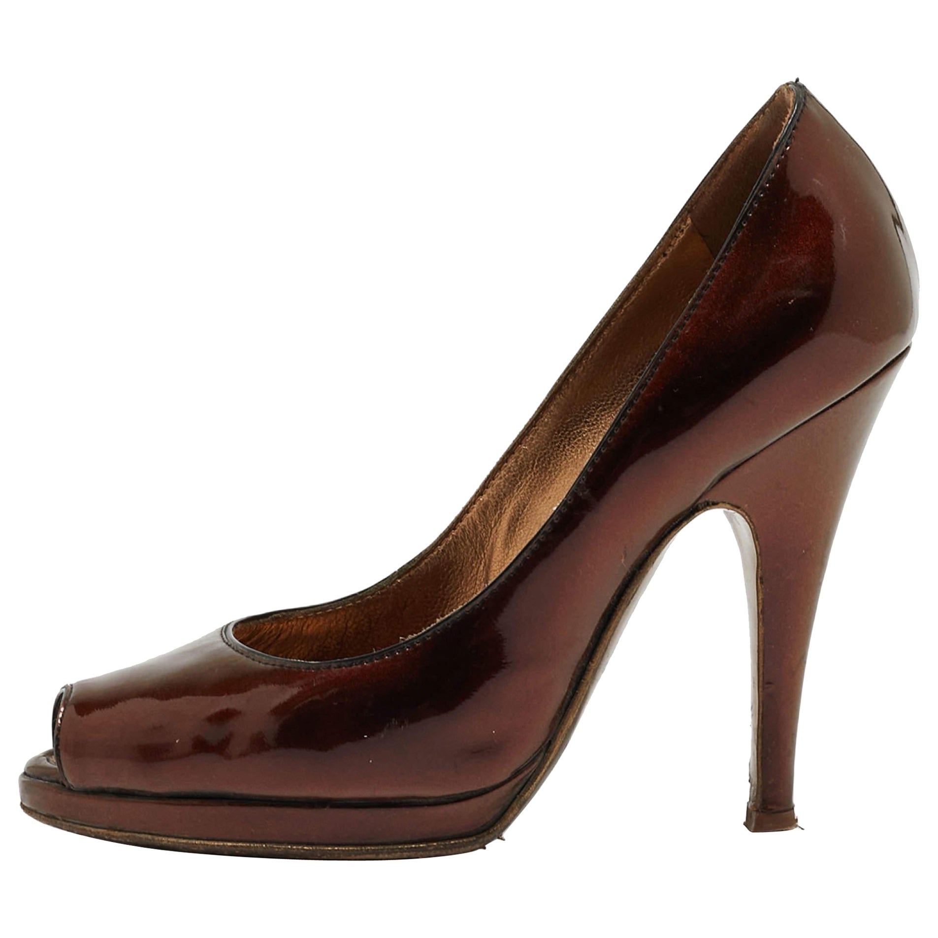 Roberto Cavalli Pumps Peep Toe in vernice oro metallizzato misura 35,5 in vendita