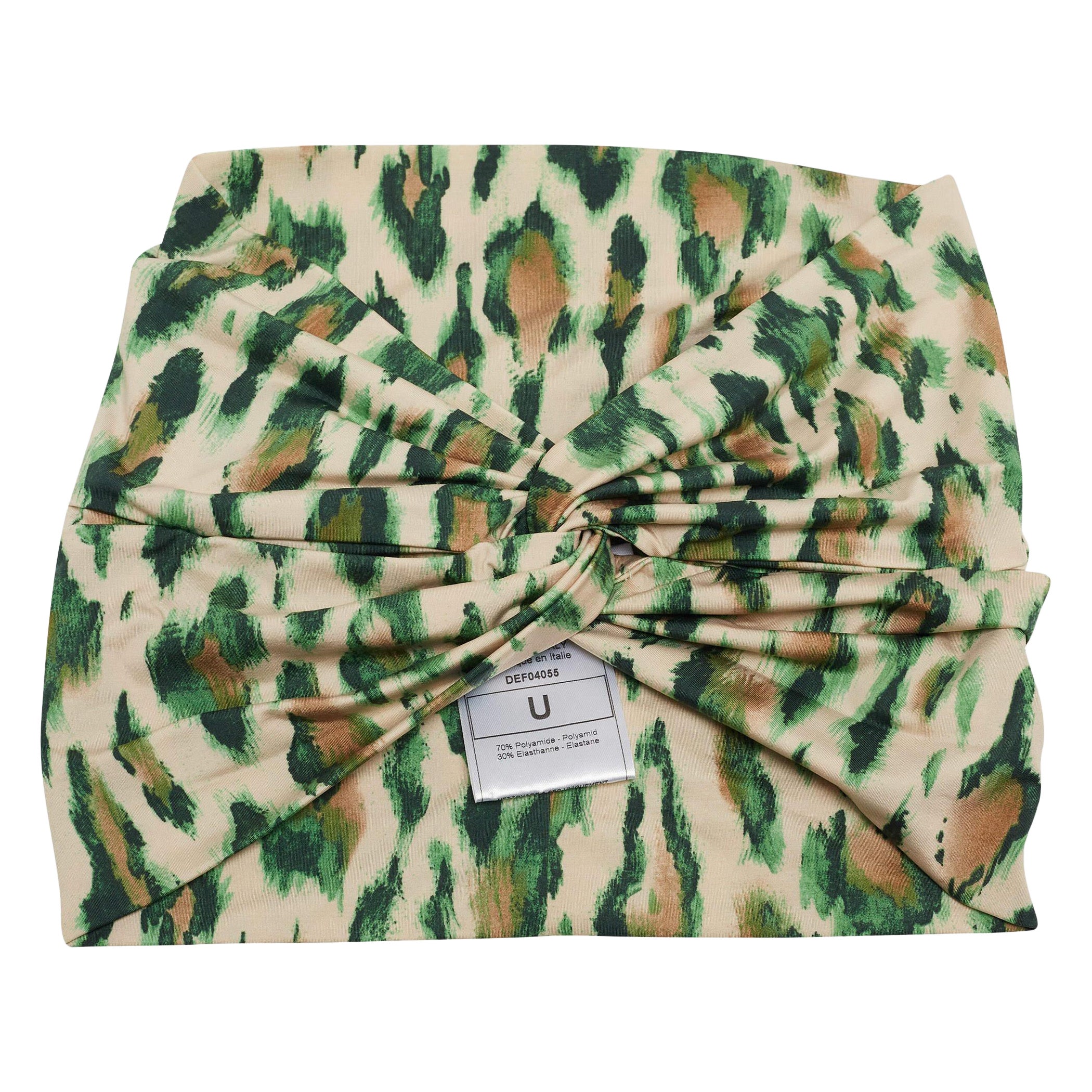 Cinta de nylon para la cabeza Dior Vintage Beige/Verde con estampado de leopardo Talla única