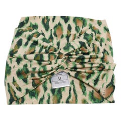Cinta de nylon para la cabeza Dior Vintage Beige/Verde con estampado de leopardo Talla única