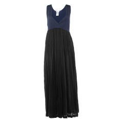 Chloe Navy Blue Knit & Black Skirt Detail Maxi Dress M