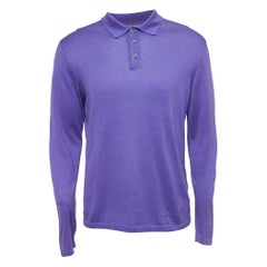 Polo de manga larga de algodón morado Ralph Lauren M