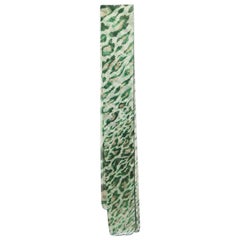 Dior Green Leopard Print Silk Scarf