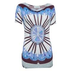 Emilio Pucci Top de punto de manga corta con estampado multicolor S