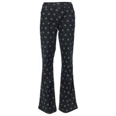 Moschino Jeans Dunkelblaue Hearts gemusterte Denim-Jeans mit ausgestellter Taille L 28"
