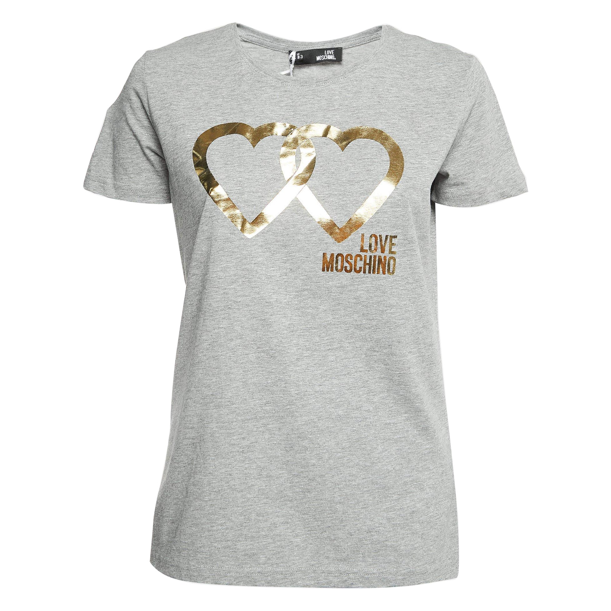 T-shirt Love Moschino à manches courtes en coton imprimé logo gris S