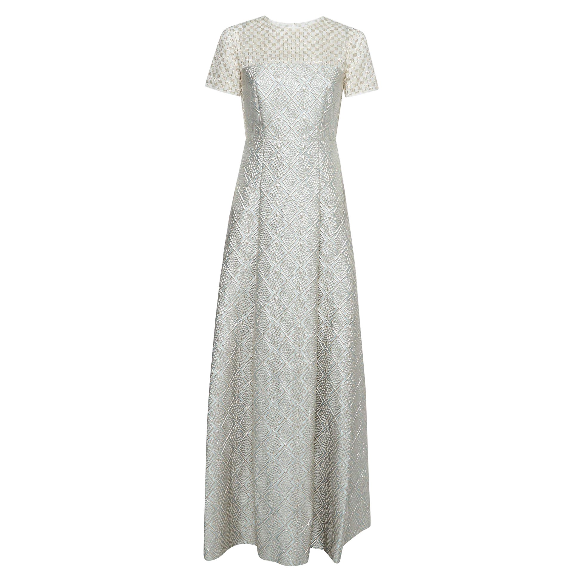 Max Mara Abito jacquard metallizzato/azzurro S in vendita