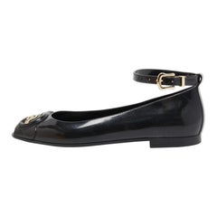 Fendi Schwarze flache Schuhe mit Jelly-Schnalle und Knöchelriemen Größe 36