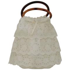 Retro La Perla White Broderie Anglaise Bag NWOT