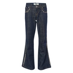 Moschino Jeans Marineblaue Denim-Jeans mit Nieten und weitem Bein mit Nieten, L