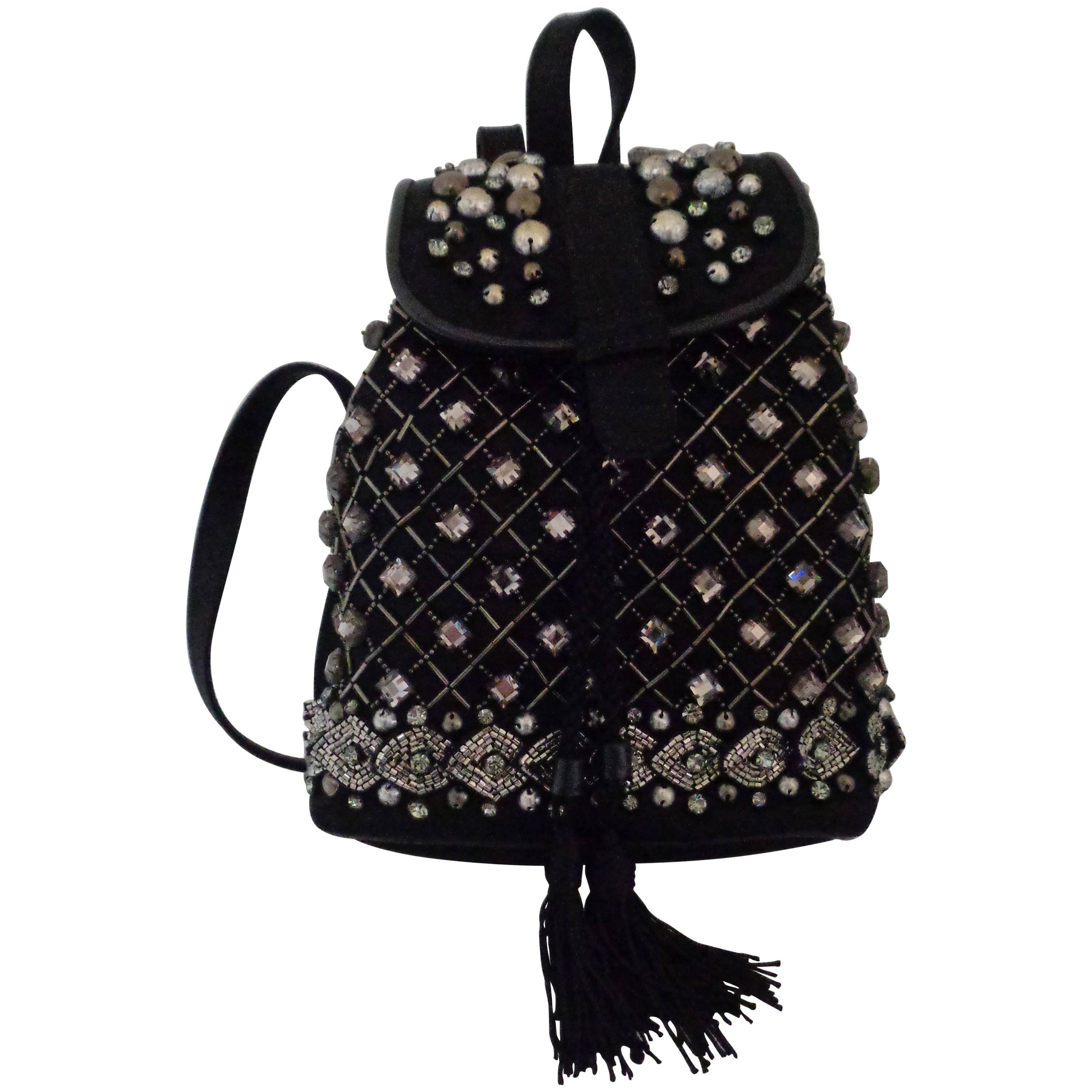 Sold Out - Alberta Ferretti Black with Swarovski Backpack NWOT