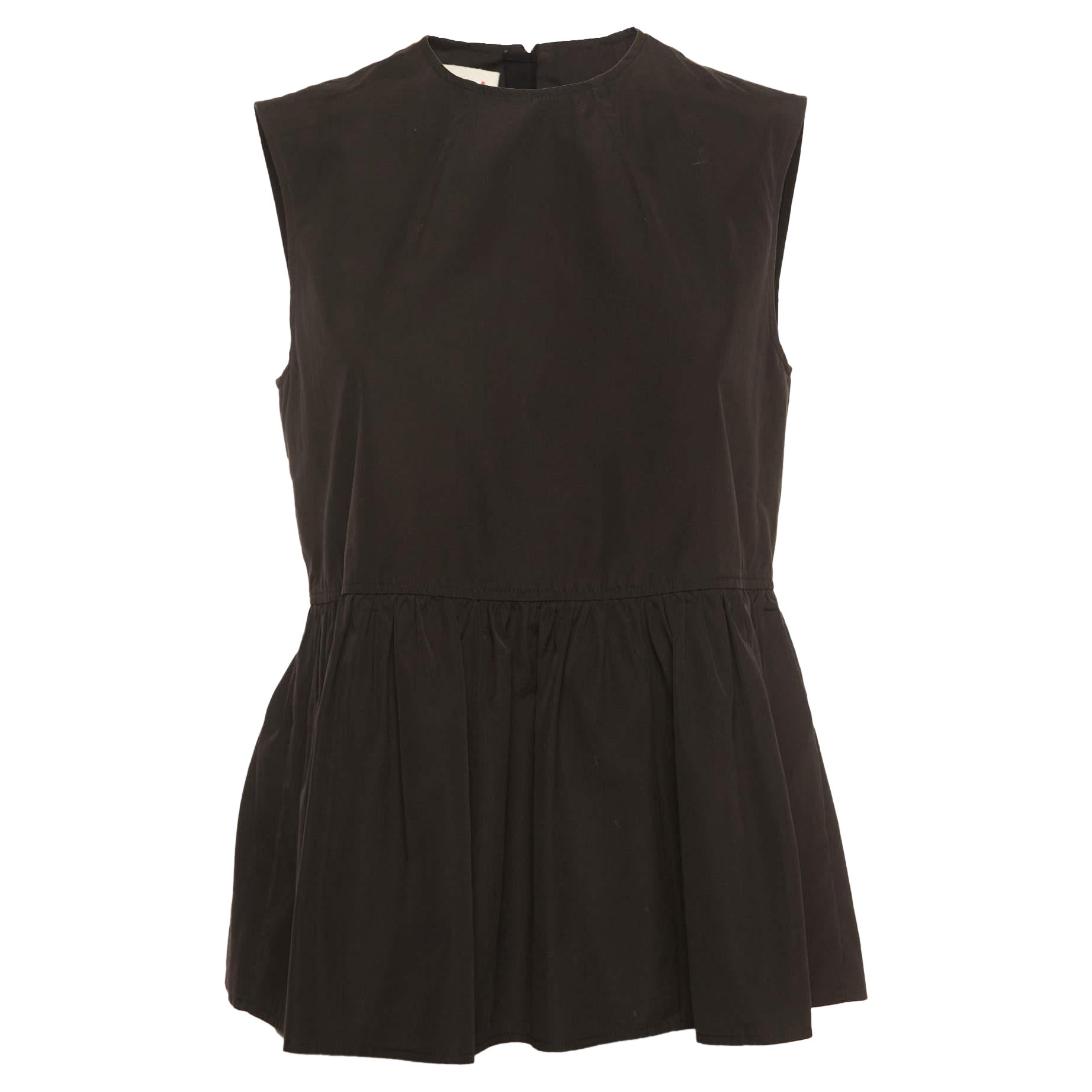 Marni Black Cotton Sleeveless Peplum Top S For Sale