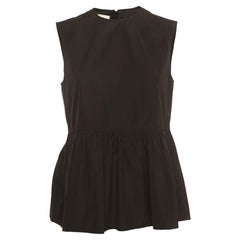 Top Peplum senza maniche in cotone nero Marni S