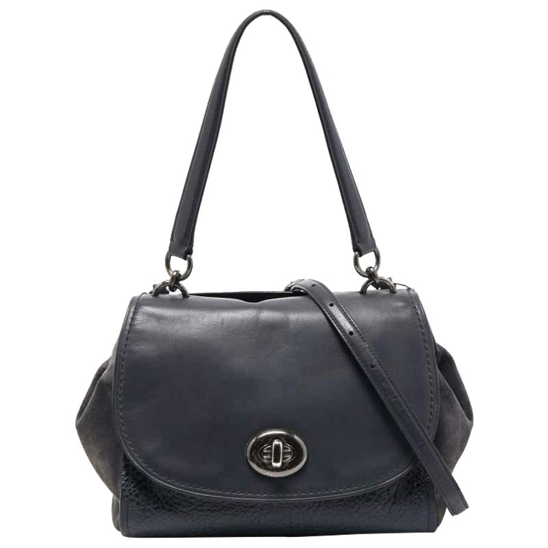 Bolso Crossbody Coach de ante y piel azul oscuro en venta