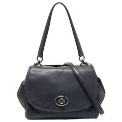 Coach Dark Blue Suede And Leather Crossbody Bag