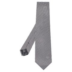 Corbata de Seda Versace Monocroma con Estampado Zig Zag