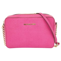 Michael Kors Pink Leather Jet Set Crossbody Bag