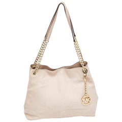 Michael Kors Borsa Jet Set in pelle beige con catena