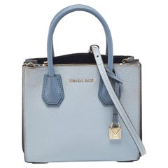 Michael Kors Mercer-Umhängetasche aus grauem/blauem Leder