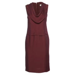Yves Saint Laurent Burgundy Silk Blend Midi Dress S