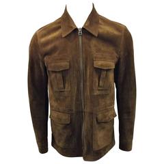 Tom Ford Men’s 100% Calfskin Brown Suede Field Jacket.  