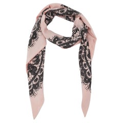 Moschino Pink Lace Printed Silk Triangular Scarf