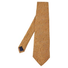 Corbata Ermenegildo Zegna Jacquard de Seda Marrón Dorado en Relieve