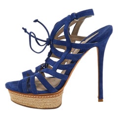 Le Silla Sandalias de plataforma con tiras de ante azul talla 39,5