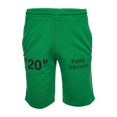 Off-White Green Cotton Printed Bermuda Shorts XS