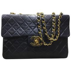 Chanel Classic Black Quilted Lamb Leather XL Jumbo Flap Bag