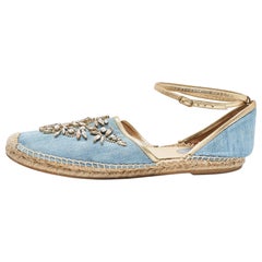 René Caovilla - Denim - Pelle con decorazioni alla caviglia - Espadrille Flats Taglia 41