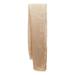 Aigner Beige Logo Pattern Cotton Blend Shawl