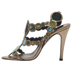 Pierre Hardy Metallic Leather Slingback Sandals Size 37