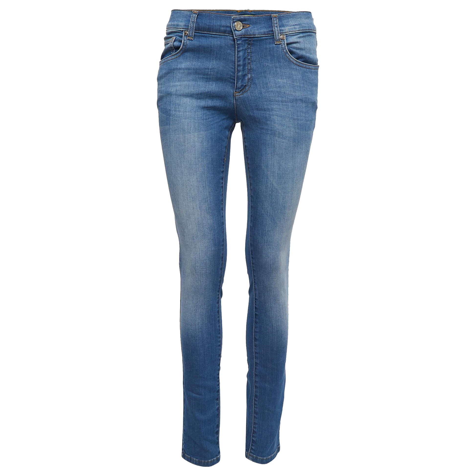 Versace Jeans Jeans skinny in denim lavato blu Vita 28" in vendita
