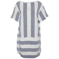 Weekend Max Mara White & Grey Striped Linen Top M
