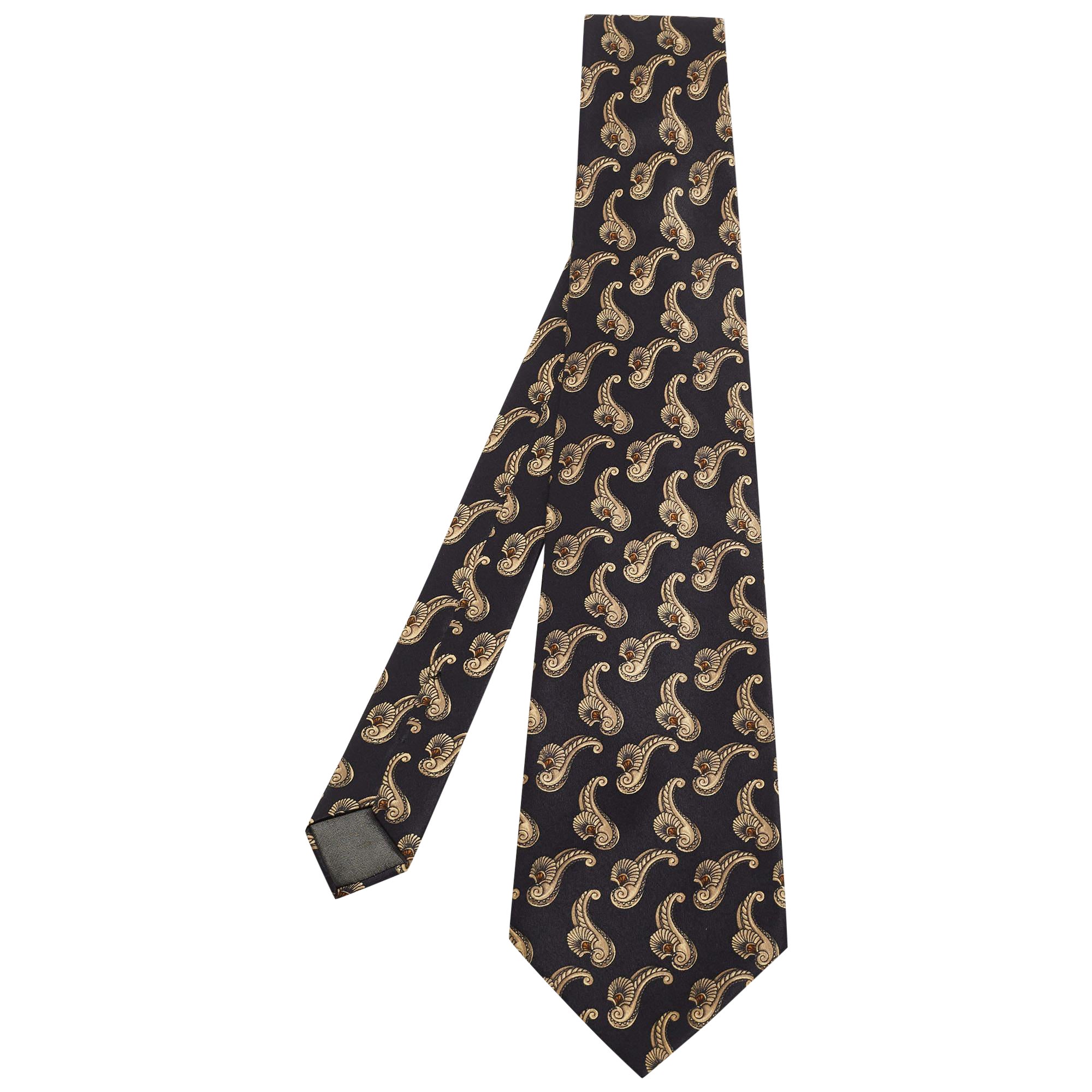 Lanvin Black Printed Silk Tie