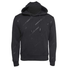 Class by Roberto Cavalli Sweat à capuche en coton noir avec logo imprimé S