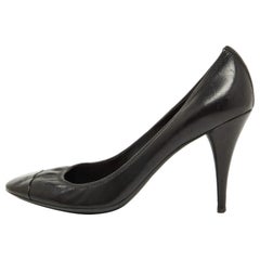 Prada Sport Black Leather and Patent Cap Toe Pumps Size 40