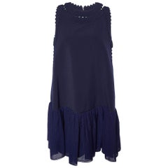 Roksanda - Robe droite en crêpe bleu marine L