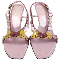 Prada Purple Metallic Leather Sequins Sandals 12