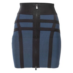 Herve Leger Blau/Schwarzer Strick-Minirock XS