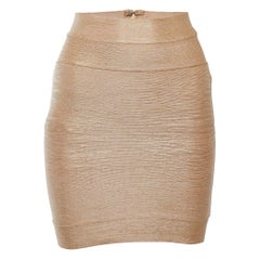 Herve Leger Goldbeschichteter Strick-Minirock XXS