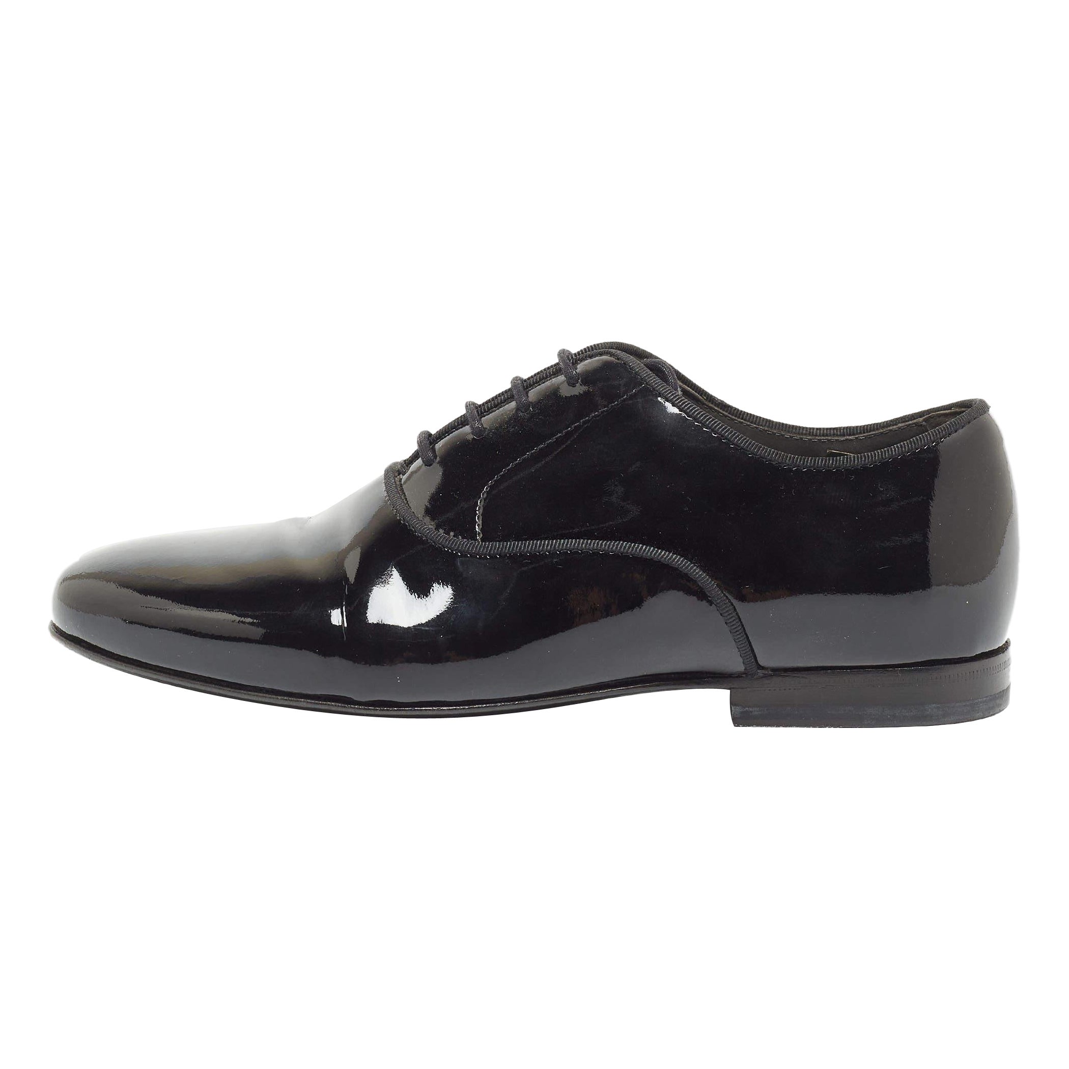 Lanvin Schwarzes Lackleder Spitzen- Oxford Größe 35.5