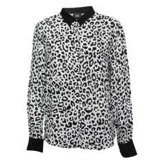 Class by Roberto Cavalli White Animal Print Button Front Shirt Blouse L