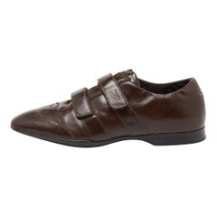 Prada Sport Brown Leather Double Velcro Low Top Sneakers Size 43