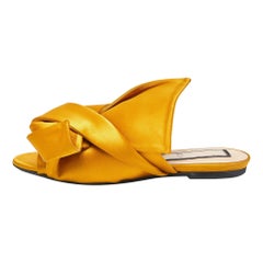 N°21 Mustard Satin Knot Flat Mules Size 37