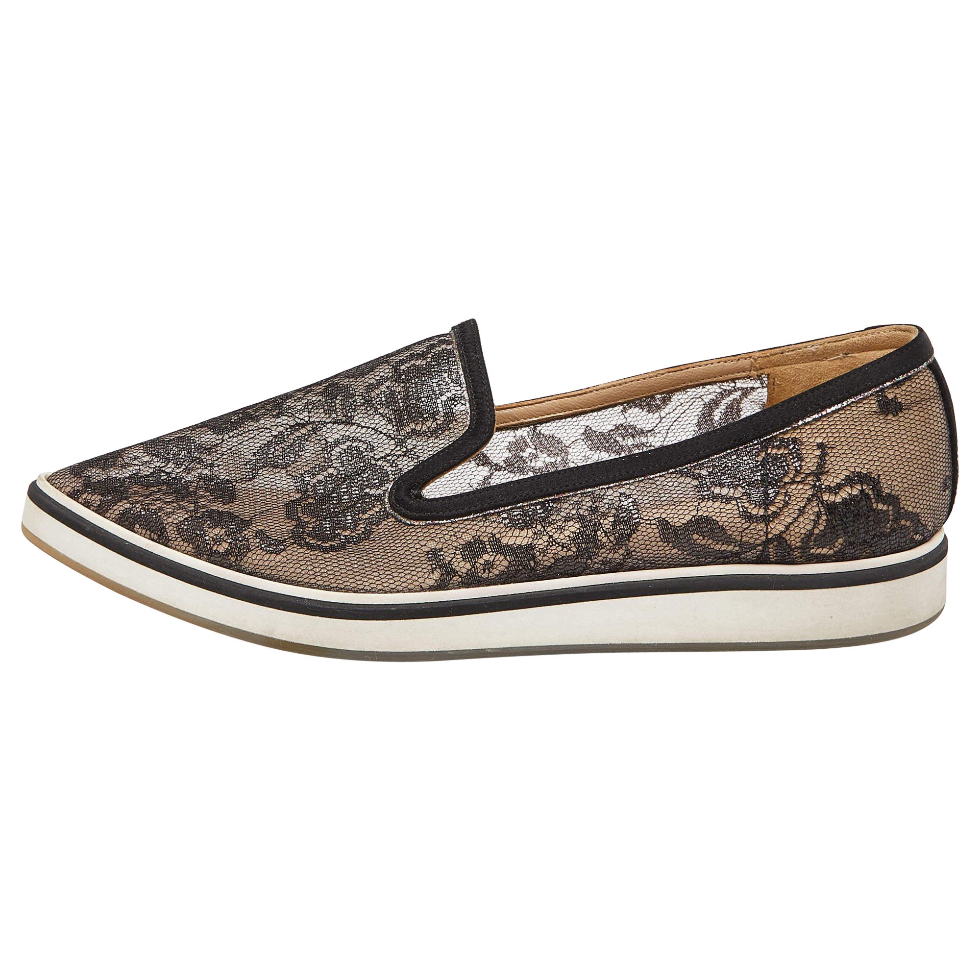Nicholas Kirkwood Nero Pizzo e Rete Alona Punta Pantofola da Smoking Misura 36.5