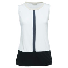 S'Max Mara White Cotton Knit Sleeveless Top M