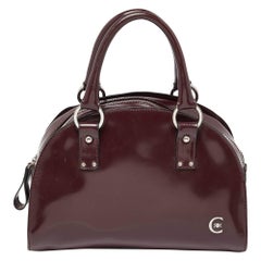 Cerruti Burgundy Patent Leather Zip Satchel