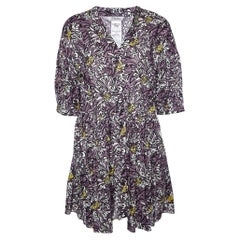 S'Max Mara Purple Floral Printed Cotton Mini Dress L