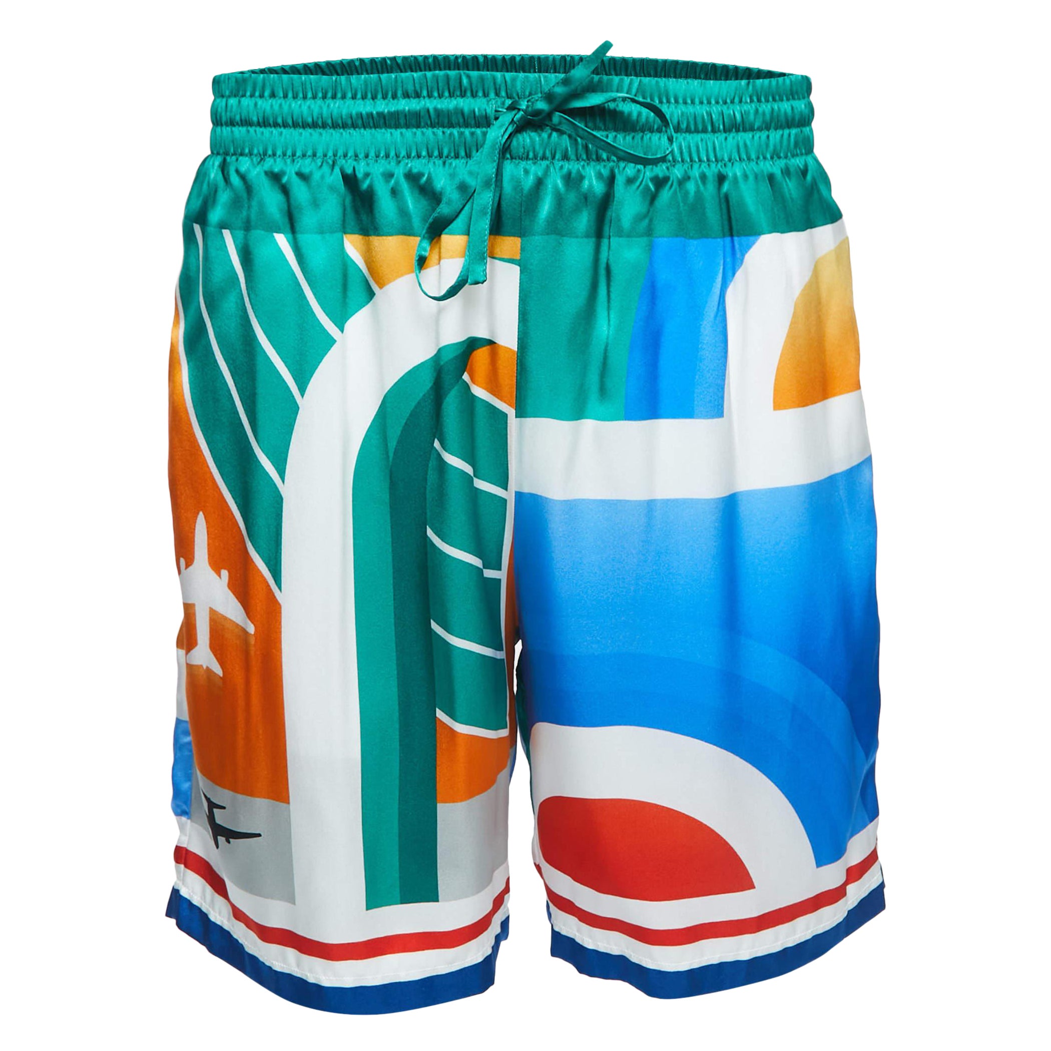Casablanca Pantalones cortos de seda con cordón y logotipo multicolor L